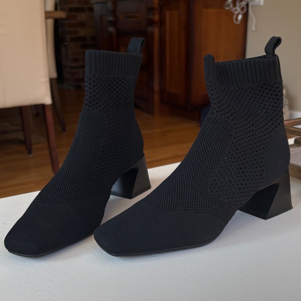 Knit Sock Ankle Booties in Black